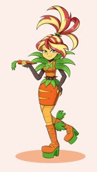 Size: 900x1600 | Tagged: safe, artist:mew-me, sunset shimmer, better together, equestria girls, holidays unwrapped, carrot, clothes, cornucopia costumes, costume, food, o come all ye squashful, solo