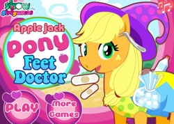 Size: 692x492 | Tagged: safe, applejack, earth pony, pony, apple jack pony feet doctor, bootleg, fail, feet doctor, flash game, game, ohgodwhat, solo, wat