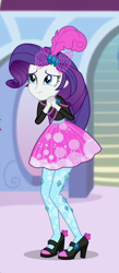 Size: 382x873 | Tagged: safe, derpibooru import, screencap, rarity, better together, display of affection, equestria girls, clothes, cropped, female, high heels, pantyhose, shoes, skirt, smiling