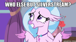 Size: 600x337 | Tagged: safe, edit, edited screencap, screencap, silverstream, school raze, image macro, meme, solo, text