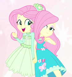 Size: 925x994 | Tagged: safe, derpibooru import, screencap, fluttershy, better together, equestria girls, so much more to me, clothes, cropped, cute, dress, female, geode of fauna, holding hands, magical geodes, pantyhose, self ponidox, shyabetes, smiling