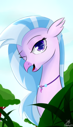 Size: 2160x3727 | Tagged: safe, artist:dashy21, silverstream, classical hippogriff, hippogriff, female, jewelry, necklace, one eye closed, solo, wink