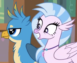 Size: 680x555 | Tagged: safe, screencap, gallus, silverstream, a matter of principals, cropped, cute, diastreamies, duo, smiling