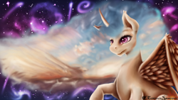 Size: 1920x1080 | Tagged: safe, artist:curioussamoyed, princess celestia, alicorn, pony, female, solo, space, stars