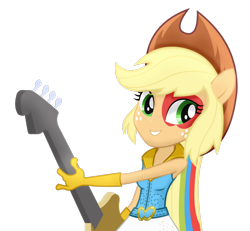 Size: 930x859 | Tagged: safe, artist:nancy-rully, applejack, equestria girls, rainbow rocks, guitar, ponied up, simple background, solo, transparent background, vector