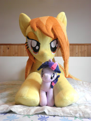 Size: 1116x1488 | Tagged: safe, artist:qtpony, derpibooru import, spitfire, twilight sparkle, cuddling, irl, photo, plushie, snuggling, wet mane