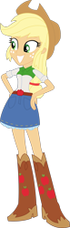 Size: 838x2722 | Tagged: safe, artist:sketchmcreations, applejack, equestria girls, rainbow rocks, boots, clothes, cowboy boots, cowboy hat, grin, happy, hat, simple background, skirt, smiling, solo, stetson, transparent background, vector