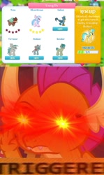 Size: 747x1255 | Tagged: safe, edit, screencap, gallus, ocellus, sandbar, silverstream, smolder, terramar, yona, pony, game, gameloft, meme, student six, teenager, triggered