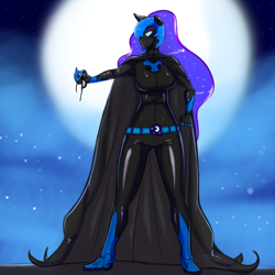 Size: 1200x1200 | Tagged: safe, artist:dreikaze, nightmare moon, alicorn, pony, catsuit, female, horn, humanized, mare