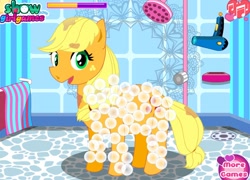 Size: 682x492 | Tagged: safe, screencap, applejack, earth pony, pony, apple jack pony feet doctor, game, solo