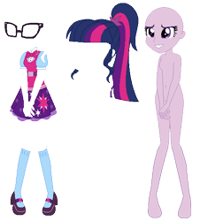 Size: 485x537 | Tagged: safe, artist:cathylility, artist:ra1nb0wk1tty, artist:selenaede, sci-twi, twilight sparkle, human, equestria girls, base, clothes, glasses, high heels, shoes, socks, stockings, thigh highs