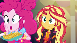 Size: 1920x1080 | Tagged: safe, screencap, pinkie pie, sunset shimmer, better together, equestria girls, sunset's backstage pass!, music festival outfit