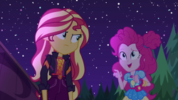 Size: 1920x1080 | Tagged: safe, screencap, pinkie pie, sunset shimmer, equestria girls, equestria girls series, sunset's backstage pass!, spoiler:eqg series (season 2), music festival outfit