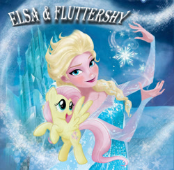 Size: 1000x971 | Tagged: safe, artist:blueprintpredator, fluttershy, pegasus, pony, elsa, frozen (movie), poster