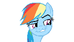 Size: 1280x720 | Tagged: safe, artist:legoguy87, derpibooru import, rainbow dash, pegasus, pony, faic, pixel art, simple background, smug, smugdash, solo, white background