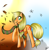 Size: 704x717 | Tagged: safe, artist:nekokawaii237, applejack, earth pony, pony, autumn, hatless scarf, leaves, raised hoof, smiling, snow, snowflake, solo, winter