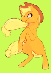 Size: 702x1000 | Tagged: safe, artist:bunarts, applejack, earth pony, pony, applejack's hat, blonde, blonde mane, blonde tail, female, mare, orange coat, solo