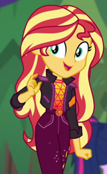 Size: 532x864 | Tagged: safe, screencap, sci-twi, sunset shimmer, twilight sparkle, better together, equestria girls, sunset's backstage pass!, cropped, music festival outfit