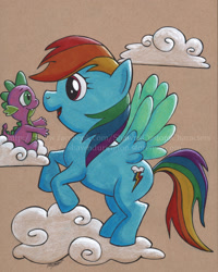 Size: 1200x1500 | Tagged: safe, derpibooru import, rainbow dash, spike, dragon, pegasus, pony, female, male, rainbowspike, shipping, straight