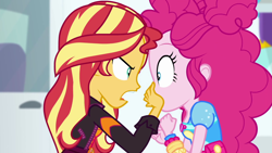 Size: 1920x1080 | Tagged: safe, screencap, pinkie pie, sunset shimmer, better together, equestria girls, sunset's backstage pass!, music festival outfit