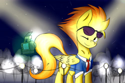 Size: 3872x2592 | Tagged: safe, artist:xaski21, derpibooru import, spitfire, camera, one eye closed, sunglasses, wink, wonderbolts dress uniform