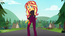 Size: 1920x1080 | Tagged: safe, screencap, sunset shimmer, better together, equestria girls, sunset's backstage pass!, ass, bunset shimmer, butt, music festival outfit, solo