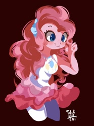 Size: 760x1024 | Tagged: safe, artist:tohupo, derpibooru import, pinkie pie, equestria girls, clothes, cute, diapinkes, female, miniskirt, moe, pantyhose, shirt, skirt, smiling, solo