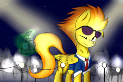 Size: 3872x2592 | Tagged: safe, alternate version, artist:xaski21, derpibooru import, edit, spitfire, camera, one eye closed, sunglasses, wink, wonderbolts dress uniform