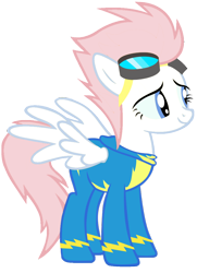 Size: 760x1052 | Tagged: safe, artist:blah23z, derpibooru import, edit, nurse redheart, spitfire, pegasus, pony, clothes, female, goggles, mare, palette swap, recolor, simple background, solo, transparent background, wonderbolts uniform