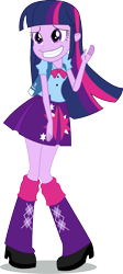 Size: 511x1141 | Tagged: safe, derpibooru import, twilight sparkle, equestria girls, boots, clothes, simple background, smile and wave, solo, transparent background, vector