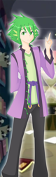 Size: 900x2800 | Tagged: safe, artist:jonfawkes, spike, clothes, green hair, human spike, humanized, male, solo