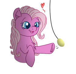 Size: 575x561 | Tagged: safe, artist:php76, pinkie pie, earth pony, pony, g3, behaving like a cat, cat toy, cute, heart, simple background, toy, transparent background, underhoof