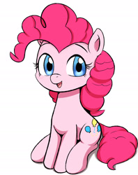 Size: 1877x2364 | Tagged: safe, artist:ryou14, pinkie pie, earth pony, pony, blushing, cute, diapinkes, female, mare, open mouth, simple background, sitting, solo, white background