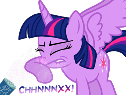 Size: 2048x1536 | Tagged: safe, artist:proponypal, derpibooru import, twilight sparkle, twilight sparkle (alicorn), alicorn, pony, female, mare, mucus, sneezing, sneezing fetish, sneezing powder, snot, solo, spray, stifled sneeze, wings