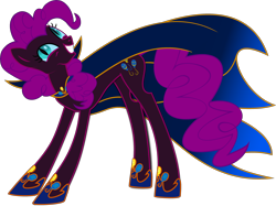 Size: 3674x2750 | Tagged: safe, artist:xyd0, pinkie pie, earth pony, pony, cape, clothes, nightmare, nightmare pinkie, nightmarified, simple background, solo, transparent background, vector