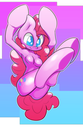 Size: 1923x2931 | Tagged: safe, artist:moron, pinkie pie, anthro, arm hooves, armpits, smiling, solo