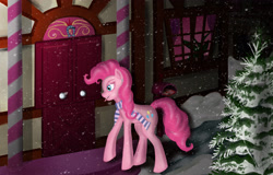 Size: 3500x2236 | Tagged: safe, artist:dezdark, pinkie pie, earth pony, pony, clothes, scarf, solo, winter