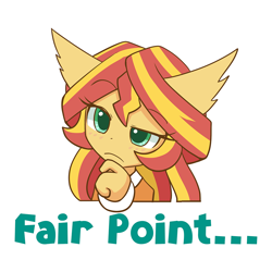 Size: 1000x1000 | Tagged: safe, artist:howxu, sunset shimmer, anthro, ambiguous facial structure, bust, caption, cute, ear fluff, emoji, female, portrait, reaction image, shimmerbetes, simple background, solo, transparent background