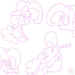 Size: 900x900 | Tagged: safe, artist:pink-dooples, bubble berry, pinkie pie, earth pony, pony, adoraberry, beanie, cute, derp, hat, horrified, monochrome, nose in the air, rule 63, rule63betes, sleeping, snoring, solo, zzz