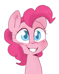 Size: 972x1213 | Tagged: safe, artist:meowing-ghost, pinkie pie, earth pony, pony, bust, colored pupils, cute, diapinkes, portrait, simple background, smiling, solo, white background