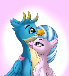 Size: 1980x2200 | Tagged: safe, artist:orangejuicerus, gallus, silverstream, classical hippogriff, griffon, hippogriff, female, gallstream, high res, male, shipping, straight