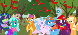 Size: 2340x1080 | Tagged: safe, artist:rainbow eevee edits, artist:徐詩珮, applejack, fizzlepop berrytwist, fluttershy, glitter drops, ocellus, silverstream, smolder, spring rain, tempest shadow, twilight sparkle, twilight sparkle (alicorn), alicorn, bat pony, unicorn, series:sprglitemplight diary, series:sprglitemplight life jacket days, series:springshadowdrops diary, series:springshadowdrops life jacket days, alternate universe, apple, apple tree, bat ponified, bisexual, broken horn, clothes, cute, diaocelles, diastreamies, equestria girls outfit, female, flutterbat, food, glitterbetes, glitterlight, glittershadow, horn, lesbian, lifeguard, lifeguard spring rain, paw patrol, polyamory, race swap, shipping, shyabates, shyabetes, smolderbetes, sprglitemplight, springbetes, springdrops, springlight, springshadow, springshadowdrops, tempestbetes, tempestlight, tree