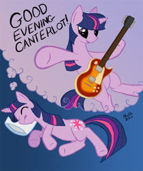 Size: 800x959 | Tagged: safe, artist:nullh, derpibooru import, twilight sparkle, dream, guitar