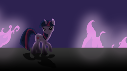 Size: 1920x1080 | Tagged: safe, artist:coinpo, derpibooru import, twilight sparkle, fire, solo, wallpaper