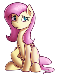 Size: 2500x3200 | Tagged: safe, artist:rubywave32, fluttershy, pegasus, pony, folded wings, looking at you, raised hoof, shy, simple background, sitting, solo, transparent background