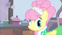 Size: 1920x1080 | Tagged: safe, screencap, fluttershy, pegasus, pony, green isn't your color, derp, modelshy, solo