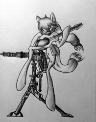 Size: 790x1010 | Tagged: safe, artist:adetuddymax, applejack, earth pony, pony, crossover, engiejack, engineer, monochrome, parody, solo, team fortress 2, traditional art