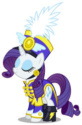 Size: 1979x3000 | Tagged: safe, artist:brony-works, rarity, pony, unicorn, ancient wonderbolts uniform, boots, clothes, eyes closed, female, feminism, frock coat, hat, mare, sgt. rarity, shako, shoes, simple background, solo, transparent background, uniform, vector