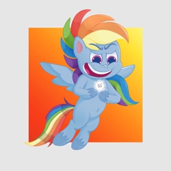 Size: 894x894 | Tagged: safe, artist:ponutabyss, derpibooru import, rainbow dash, pegasus, pony, my little pony: pony life, belly button, calarts, female, mare, solo, spread wings, unshorn fetlocks, wings