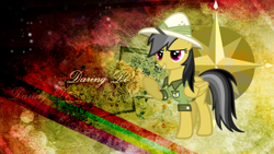 Size: 1024x576 | Tagged: safe, artist:babipenam, artist:gamemasterluna, artist:katiepox, derpibooru import, daring do, cutie mark, grunge, vector, wallpaper